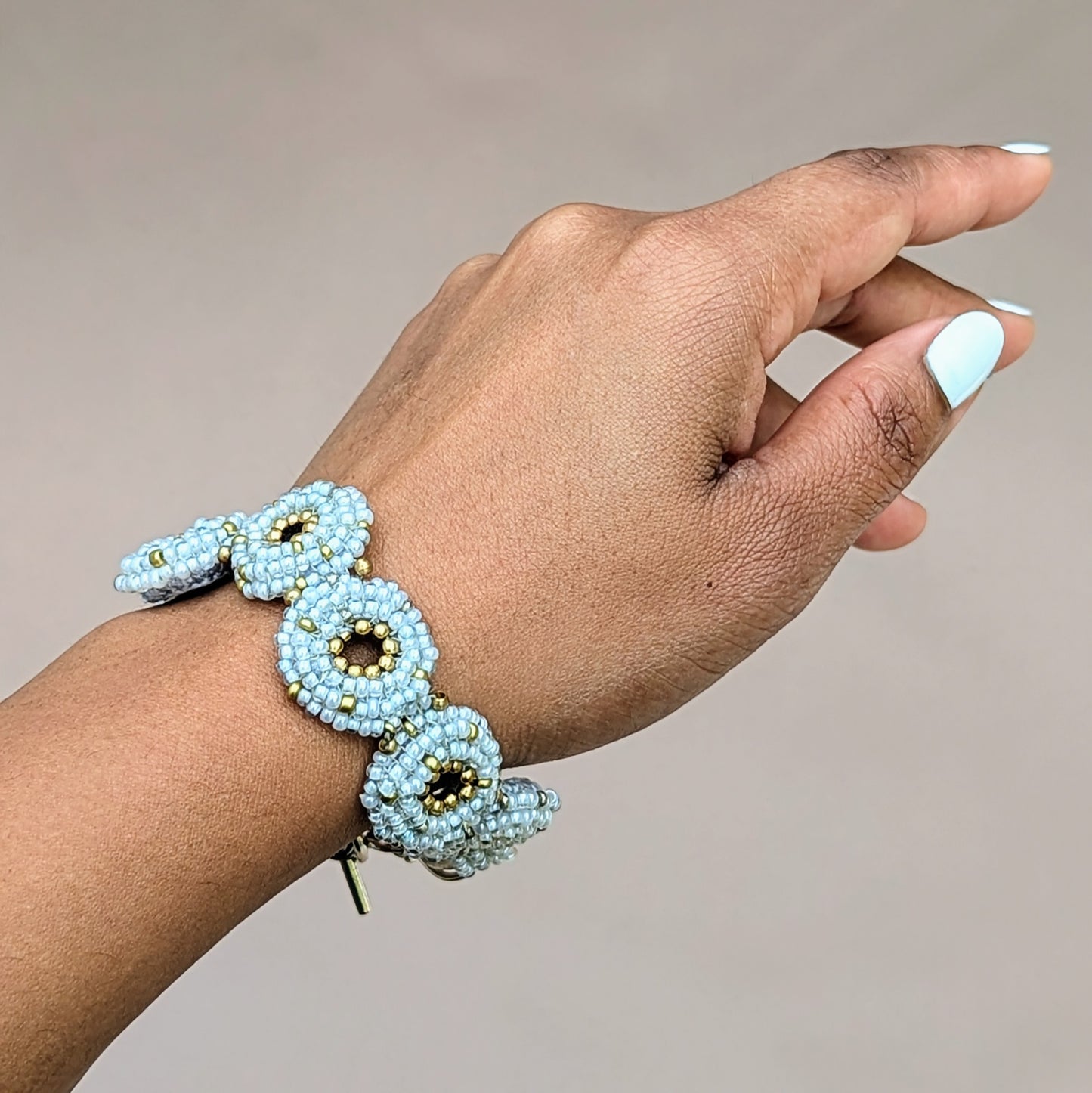 Snowflake Grey and Gold Statement Winter Inspired Bracelet | Mayaani Jewellery UK